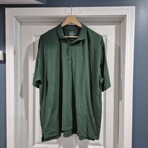 SCOTTeVEST Polo Shirt Mens 3XL XXXL Green Bamboo Travel Stretch Pockets *Spots!
